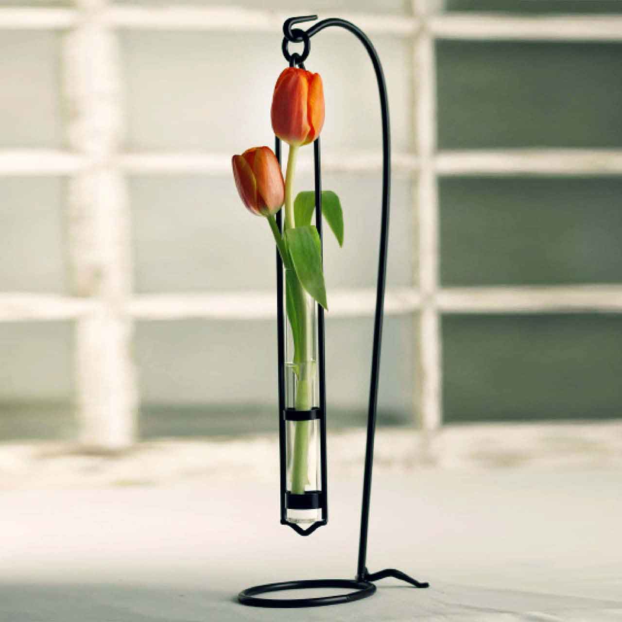 Florence Hanging Pendant Tube Vase with Tabletop Stand
