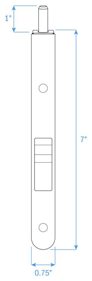 Nuk3y 7" Single Route Flush Bolt Round Corner, Satin Nickel