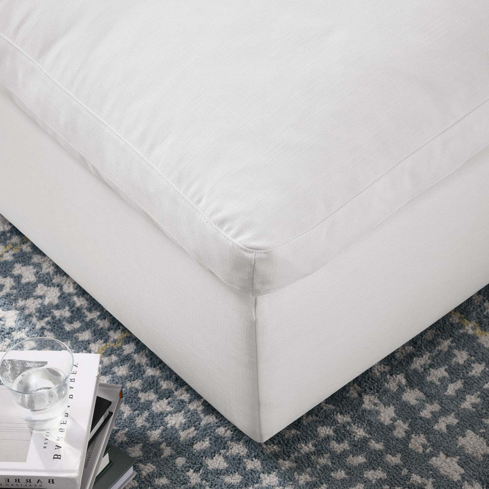 Ottoman Accent Chair, White, Fabric, Modern, Lounge Cafe Hotel Hospitality