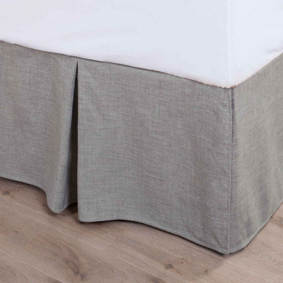 Carmen Solid Taupe Faux Linen Bed Skirt, Full