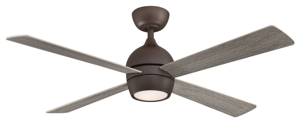 Fanimation Kwad 52" Ceiling Fan with LED Light, Matte Greige/Weathered Wood Blad