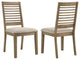 Set of 2 Upholstered Dining Chair With Ladder Back, Brown Washed and Latte