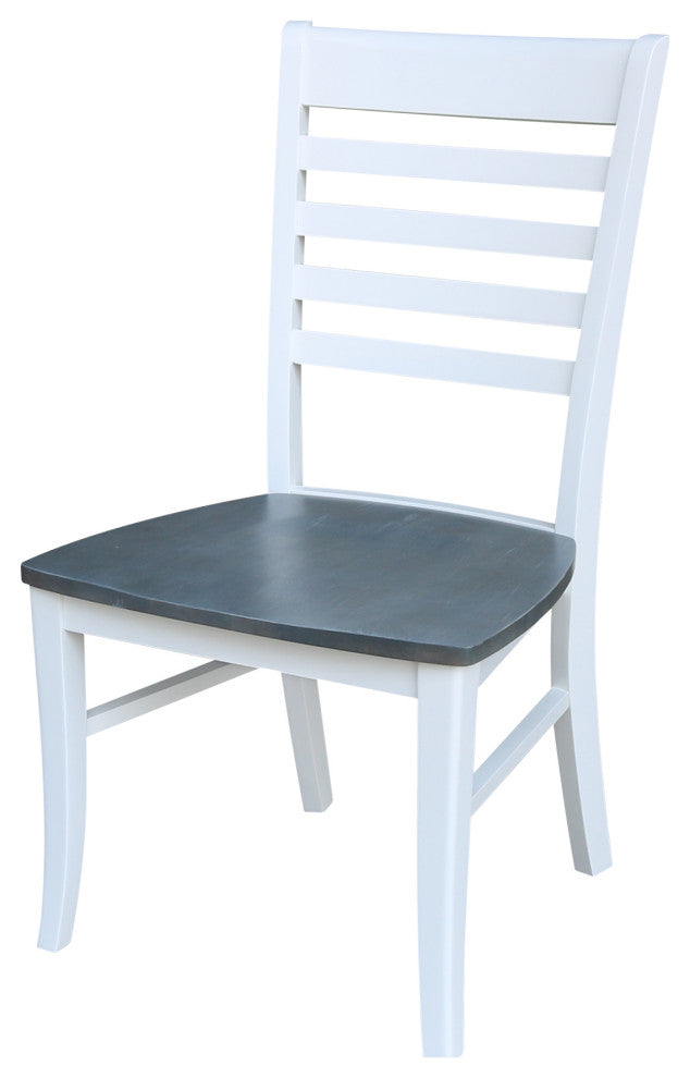 Set of Two Roma Ladderback Chairs, White/Heather Gray