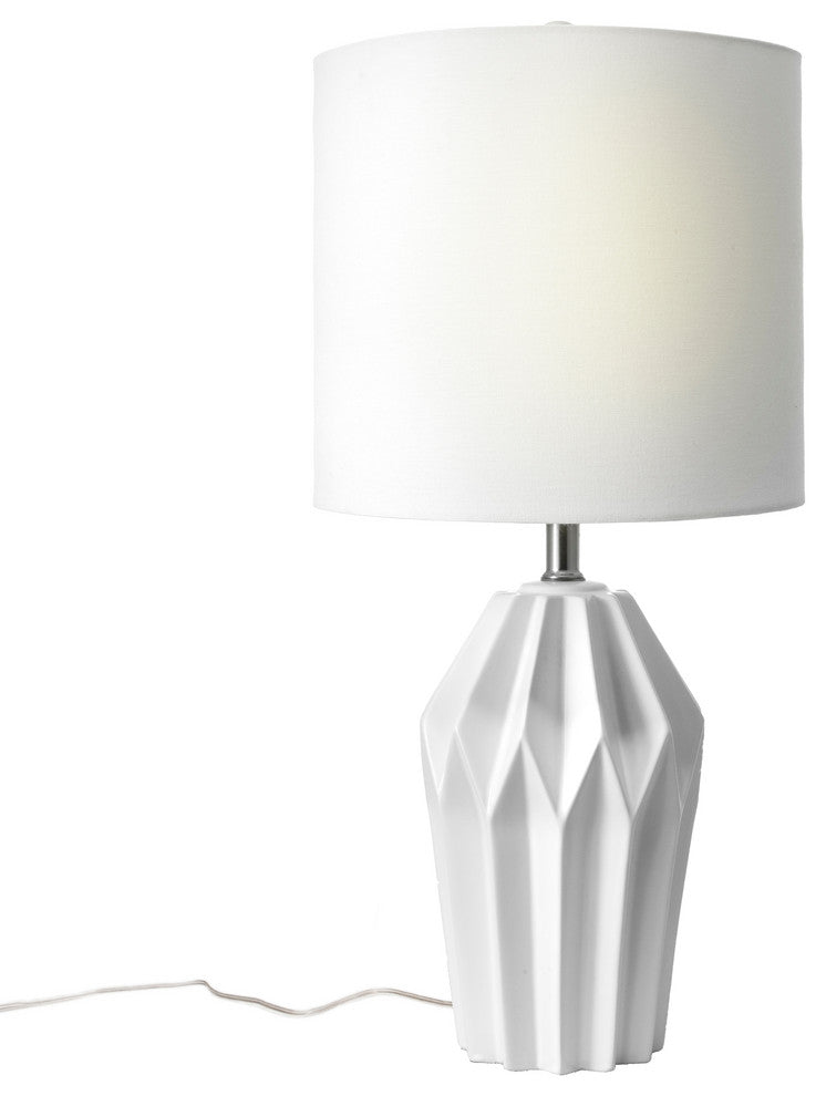 Nuloom 24" Cressida Ribbed Ceramic Linen Shade White, On-Off Switch Table Lamp