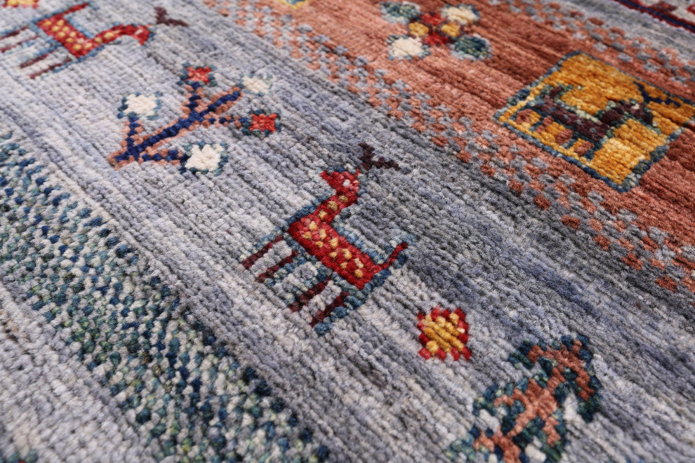 Handmade Tribal Persian Gabbeh Wool Rug 5' 1" X 6' 10" Q9915