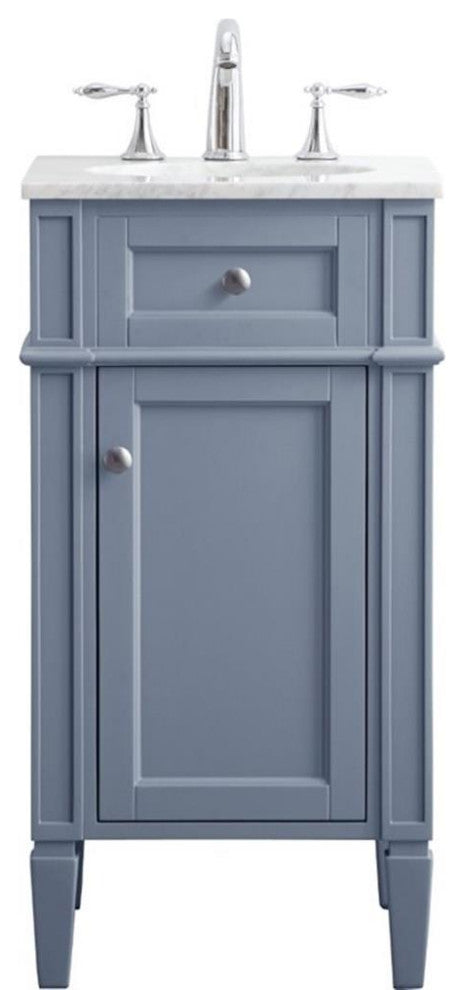 Elegant Decor Park Avenue 18" Single Marble Top Bathroom Vanity in Gray