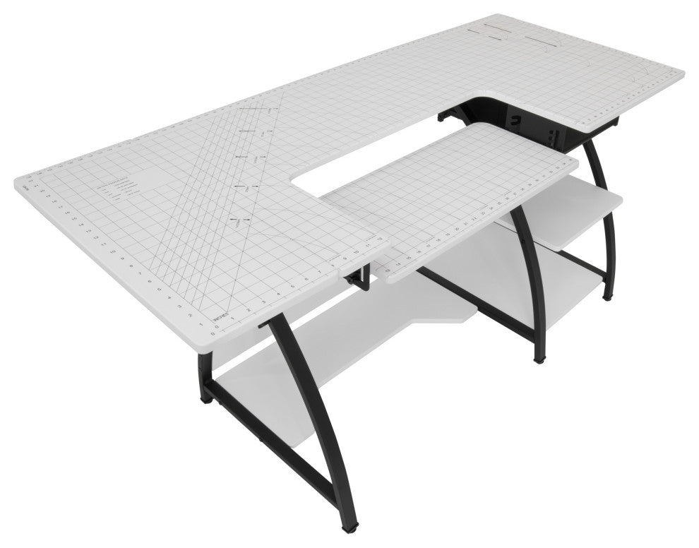 Comet Hobby Desk With Grids, Fold-Down Top, With Height Adjustable Platform