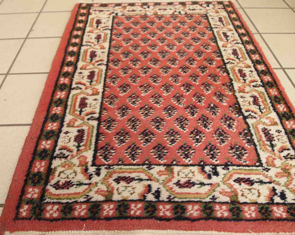 Handmade vintage Indi-Seraband rug 2' x 2.9' (62cm x 90cm) 1970s