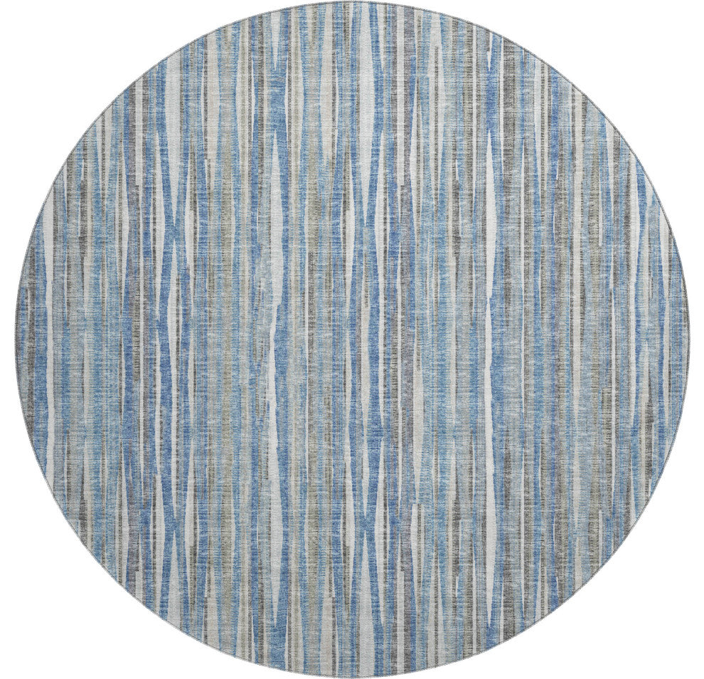 Premium Machine Washable Mayfield AMF31 Blue 8' x 8' Round Rug