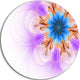 Blue And Purple Symmetrical Fractal Flower, Floral Round Wall Art, 11"