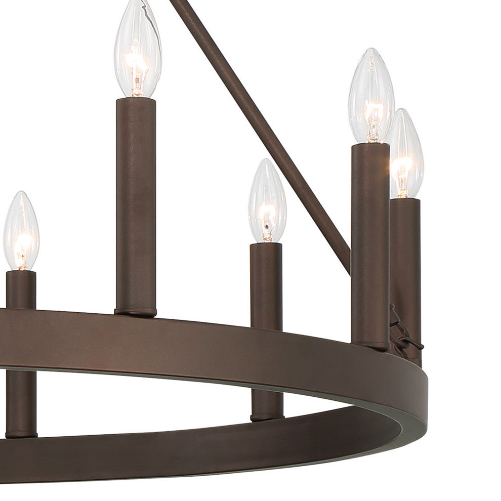 Farmhouse Wagon Wheel 12-Light Chandelier, Oil Rubbed Bronze