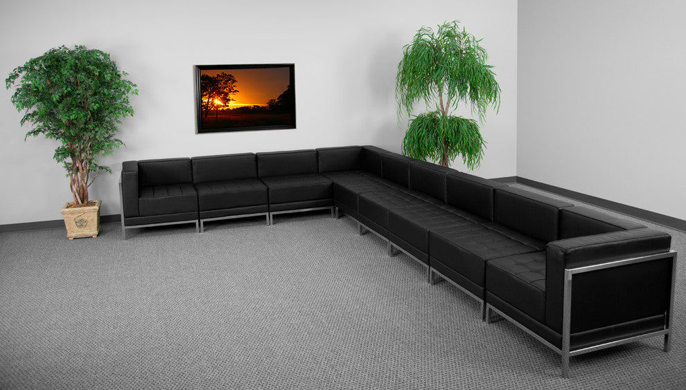 HERCULES Imagination Series Black Leather Sectional Configuration, 9 Pieces