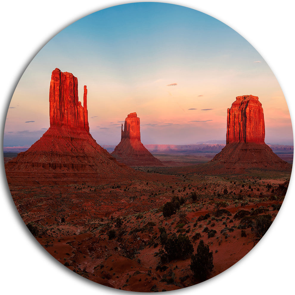 Sunset In Monument Valley, Landscape Round Wall Art, 36"