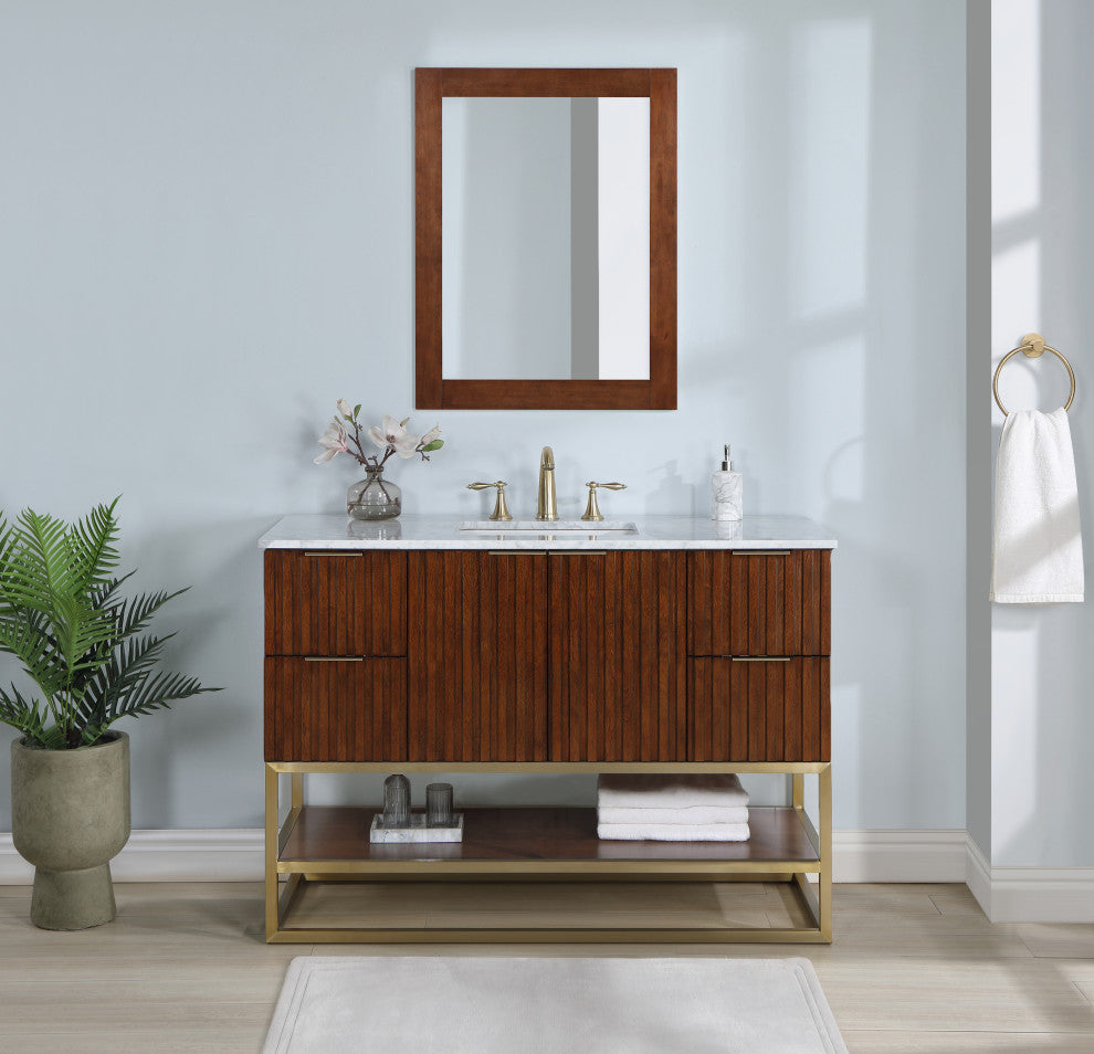 Monad Bathroom Vanity, Walnut, 48" Wide