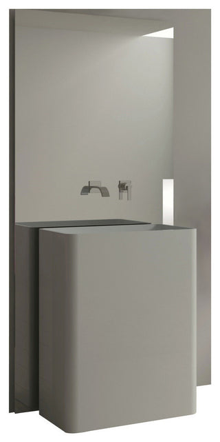 ADM Rectangular Freestanding Pedestal Sink, White, 24", Glossy White