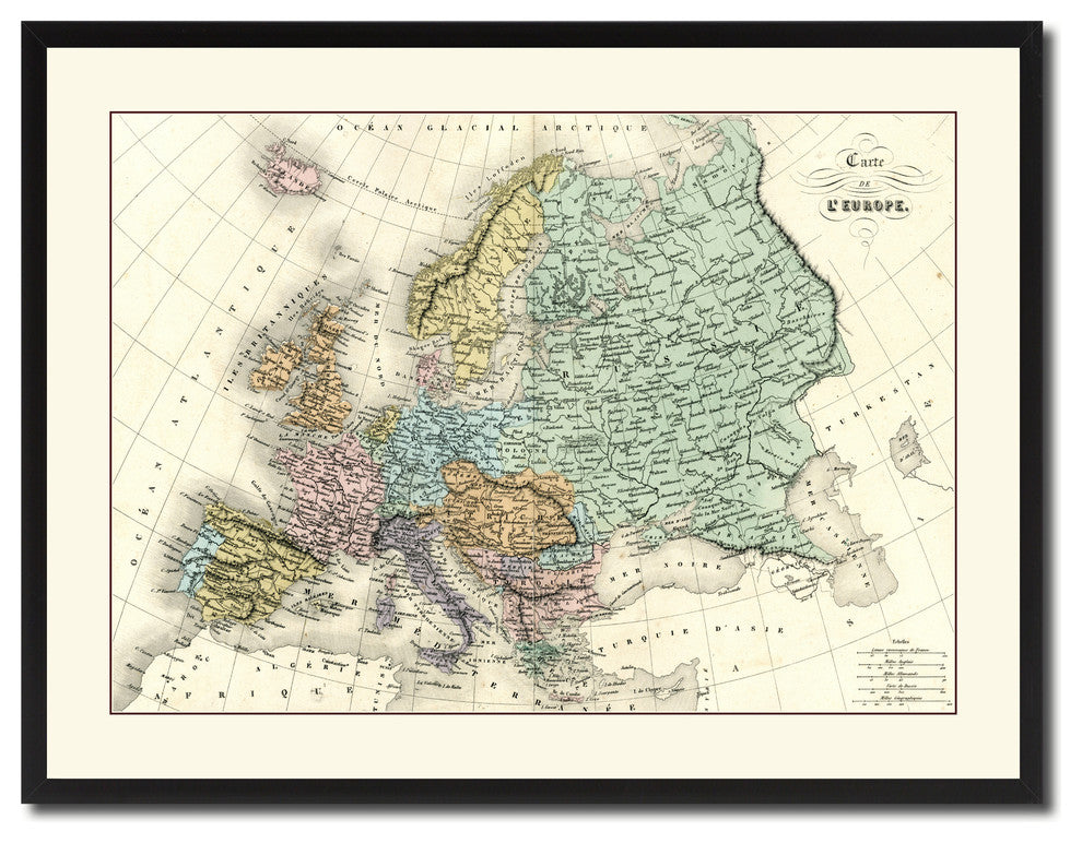 Europe Vintage Antique Map Wall Art, 28"x37"