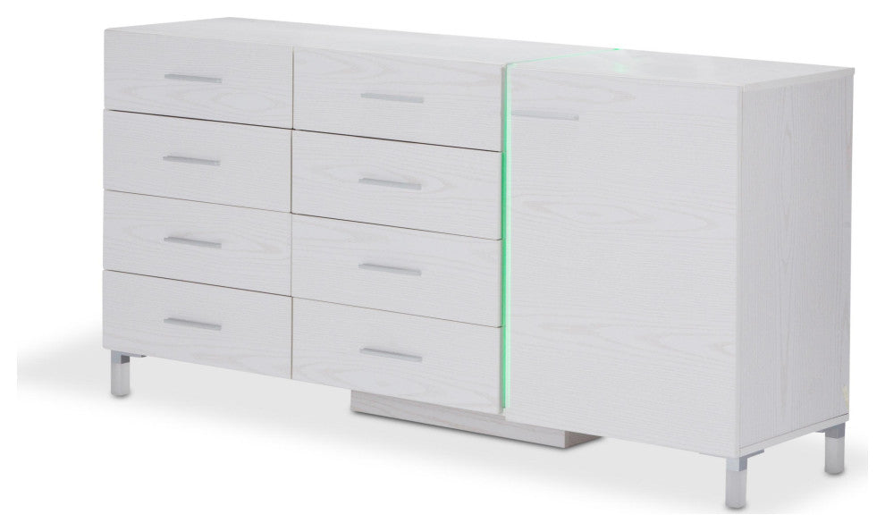 Lumiere 8-Drawer Dresser With LED Lighting, Frost White