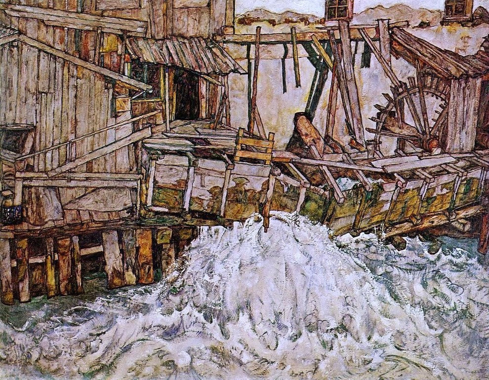 Egon Schiele A Mill, 21"x28" Wall Decal