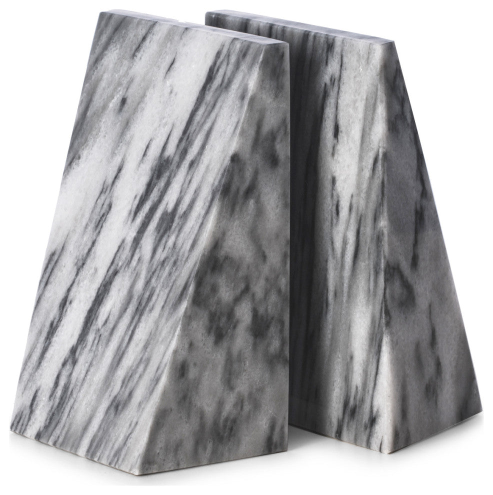Carrera Gray Solid Marble Wedge Bookends