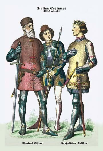 Italian Costumes: Neopolitan Soldiers - Gallery Wrapped Canvas Art 28" x 42"