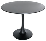 LeisureMod Bristol Modern Dining Table with Wood Top and Iron Base Black