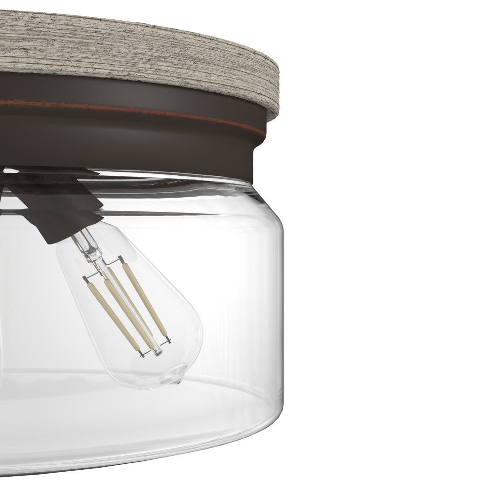 Hunter Devon Park Onyx Bengal and Barnwood 3 Light Flush Mount Ceiling Light