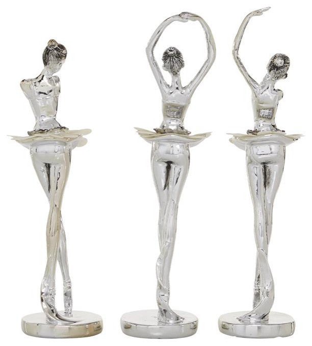 Silver Polystone Glam Dancer Sculptuer, Set of 3