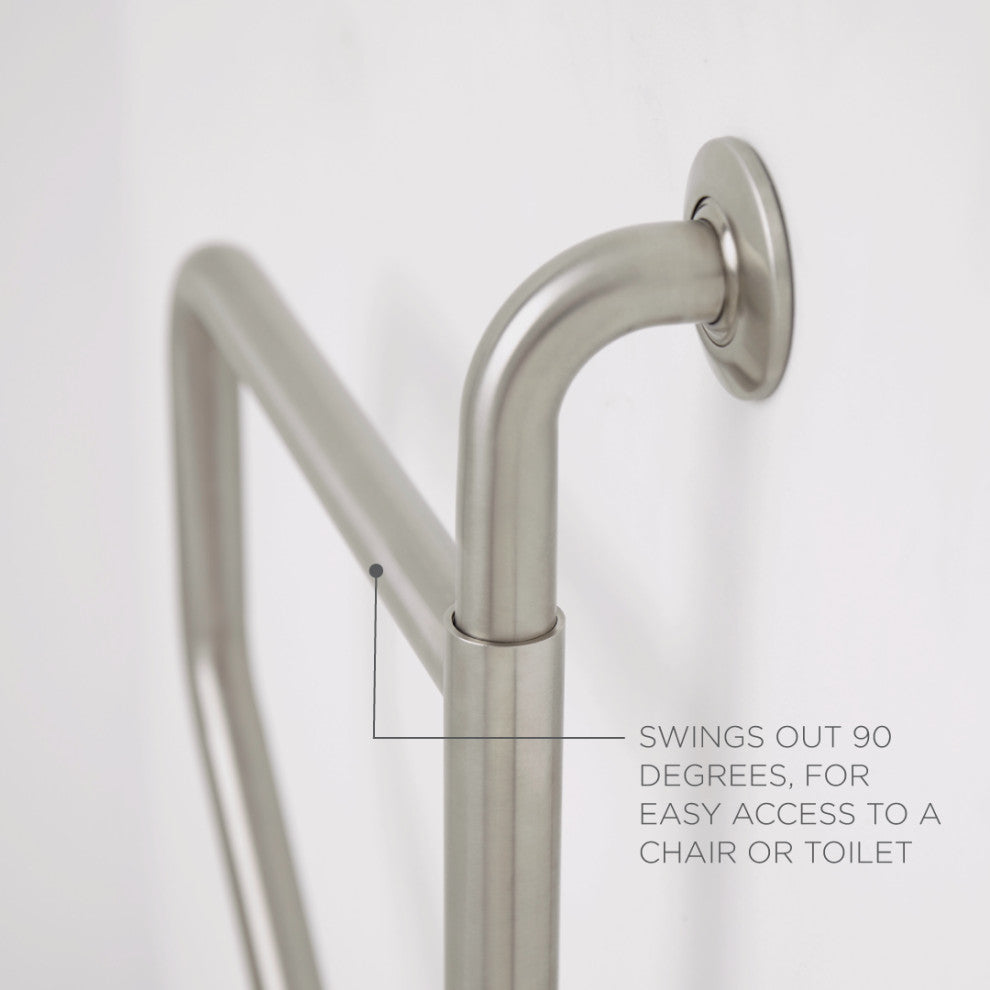 36" Swing Away Wall Bathroom Grab Bar, Satin Stainless, 36" Wall to Wall