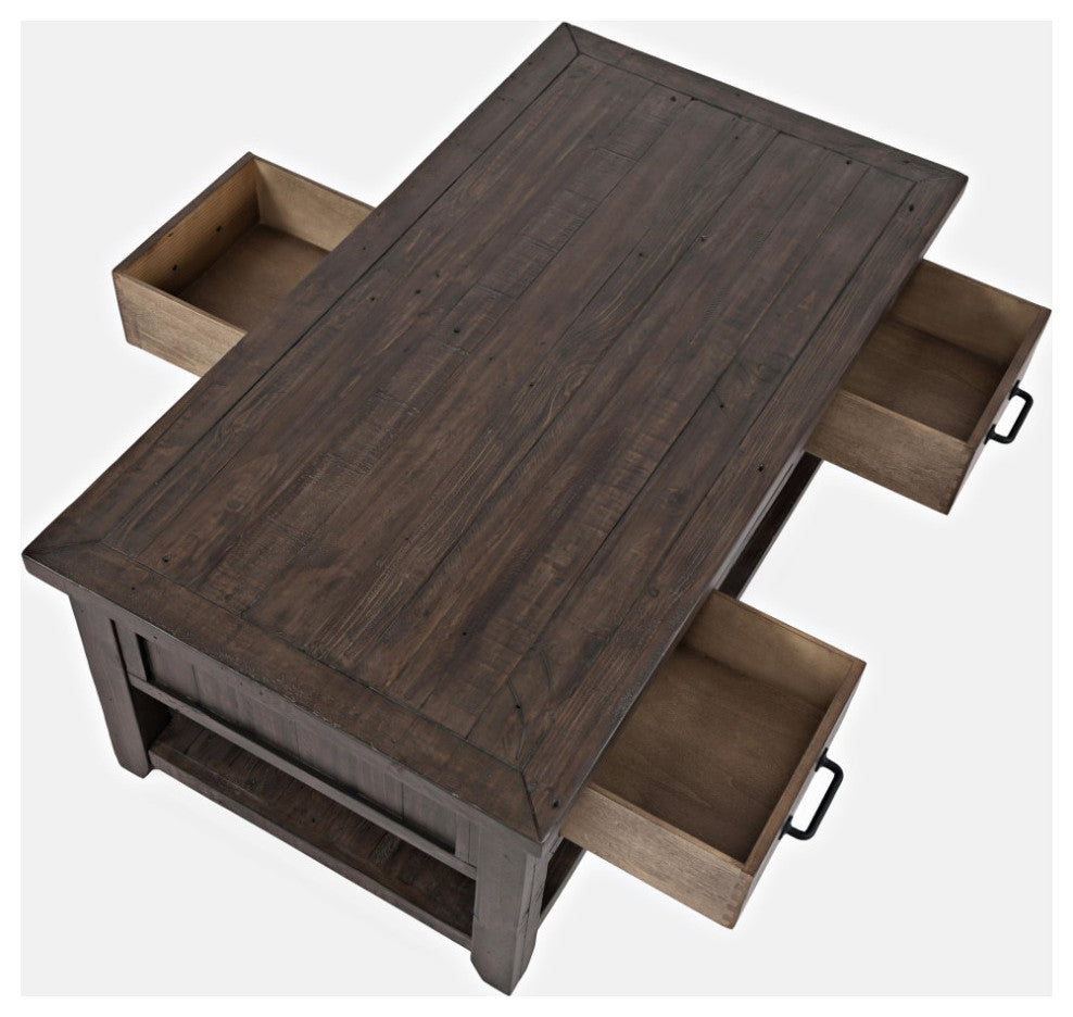 Madison County 48" Rustic Reclaimed Pine Farmhouse Harris 3 Drawer Coffee Table