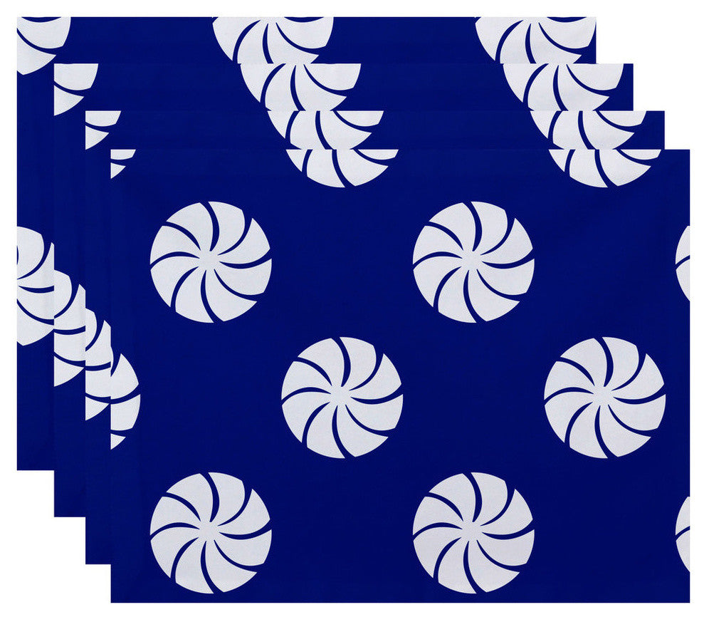 Whirl Of The Season, Holiday Geometric Print Placement, Royal Blue, Set of 4