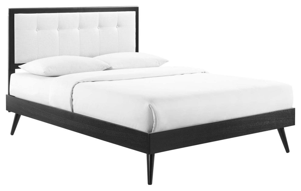 Willow Full Wood Platform Bed With Splayed Legs Black White