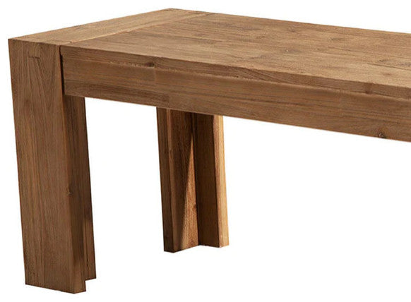 Benzara BM186134 Solid Acacia Wood Bench with Bracket Legs, Brown