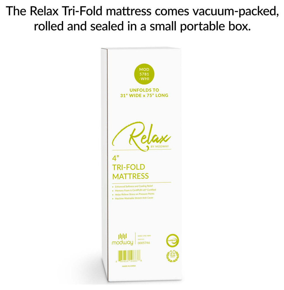 Relax 31 x 75 x 4 Tri-Fold Mattress