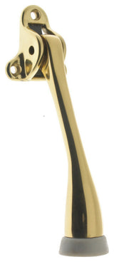 Genuine Solid Brass Triangle Kickdown Stop/Holder: 5" Projection, Polished Brass