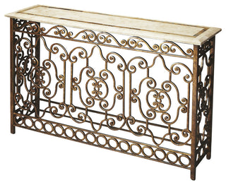 Butler Contessa Iron and Fossil Stone Console Table