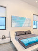 "Hazy Beach" Painting Print on White Wood, 60"x30"