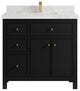 Sonoma 36 Center Sink Reeded Bath Vanity in Black 2" Calacatta Nuvo