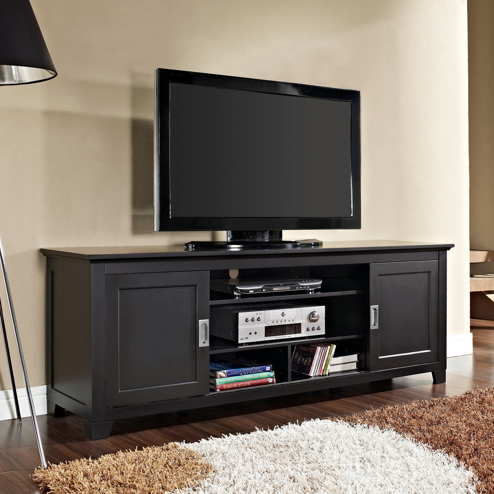 Fullview 70" Traditional Wood TV Stand - Black
