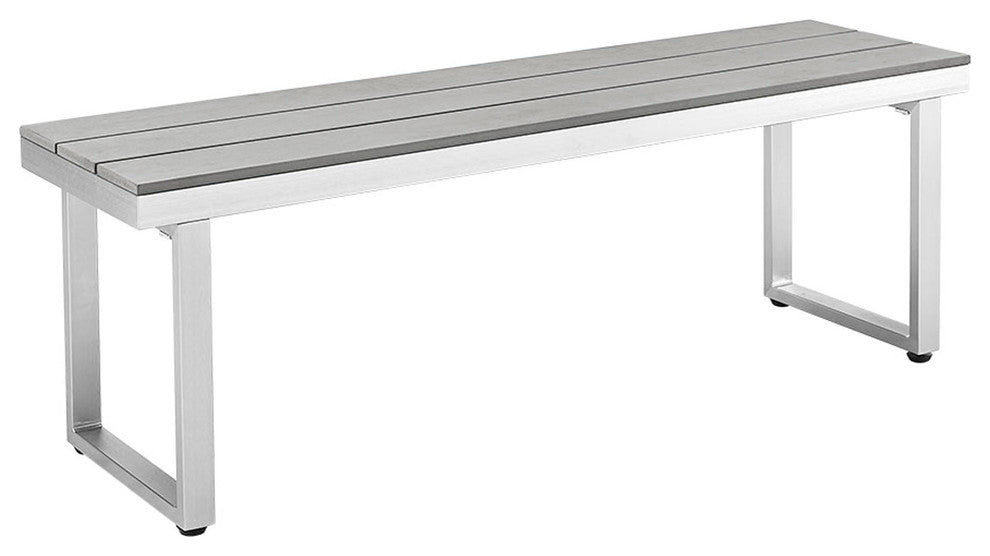 50" Aluminum Patio Outdoor Dining Bench - Grey