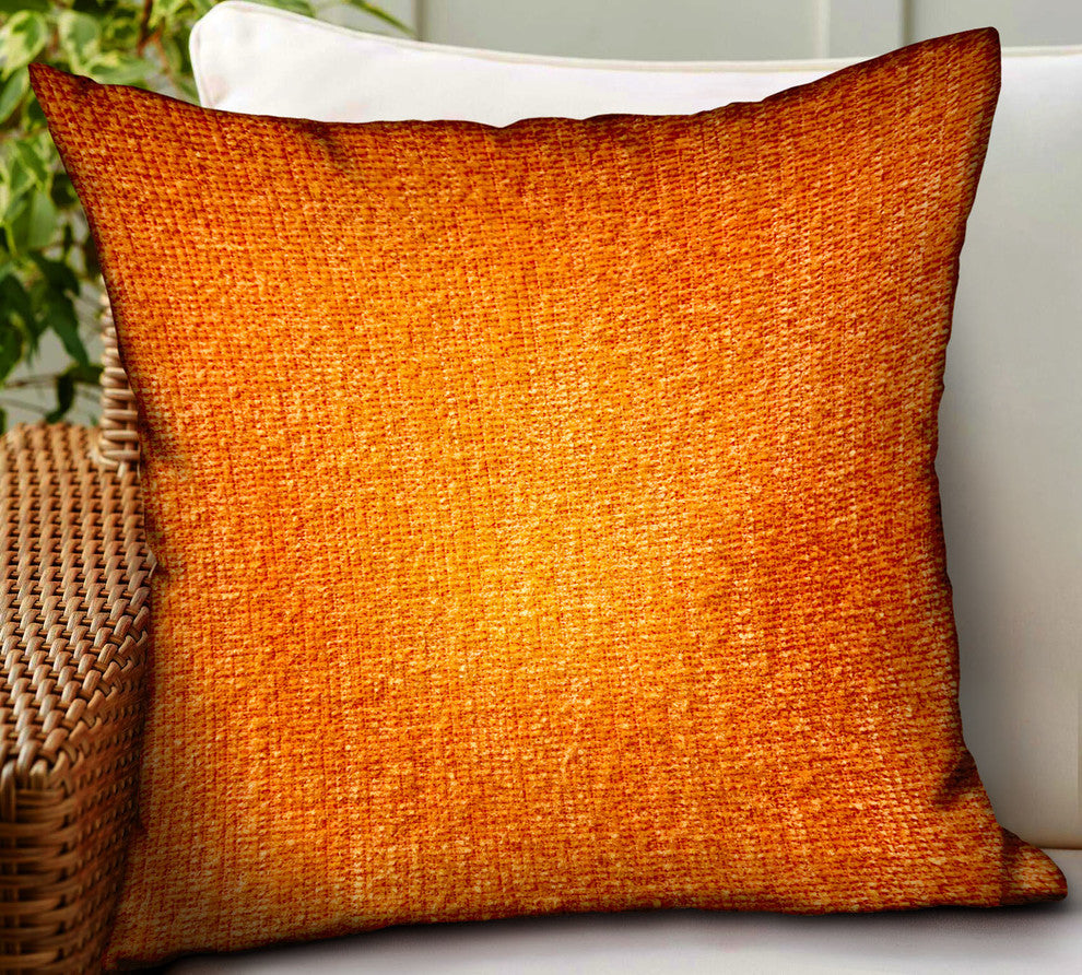 Plutus Bittersweet Ember Orange Solid Outdoor/Indoor Pillow, 16"x16"