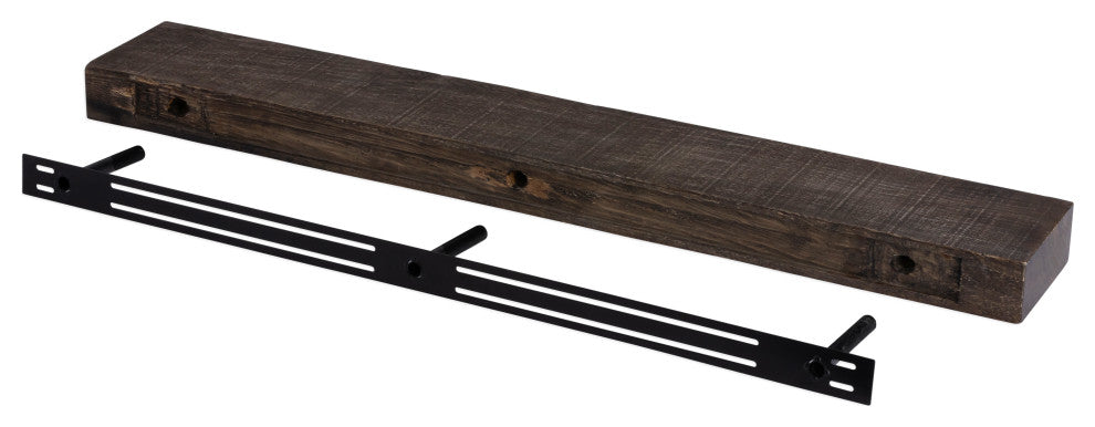 Solid Timber Floating Mantel Shelf, Dark Chocolate, 24"