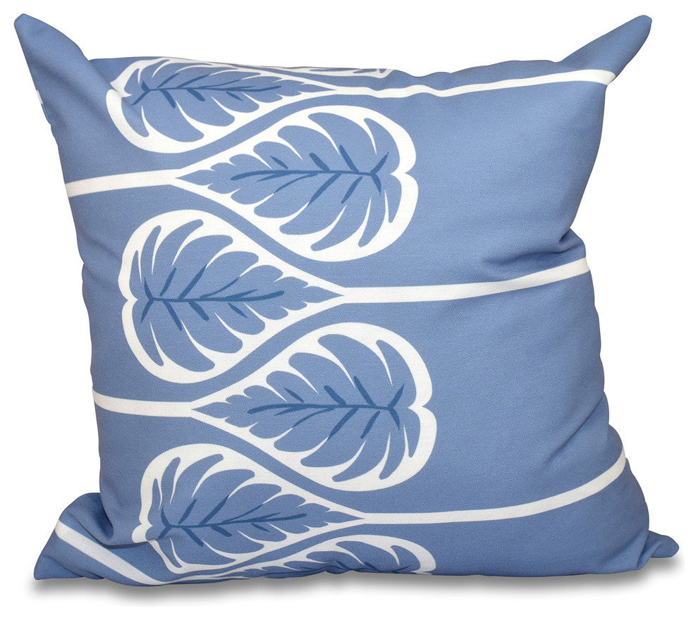 Fern Floral Print Pillow, Blue, 16"x16"