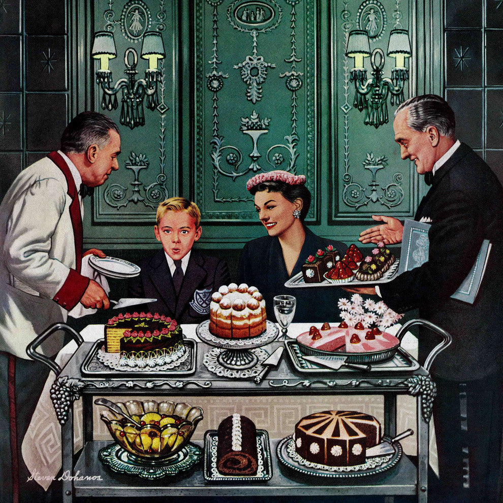 "Dessert Cart" Painting Print on Canvas by Stevan Dohanos