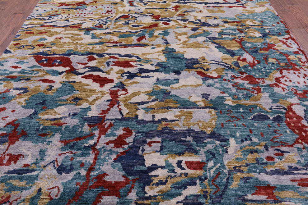 8' 10" X 12' 3" Modern Handmade Wool Rug Q8579