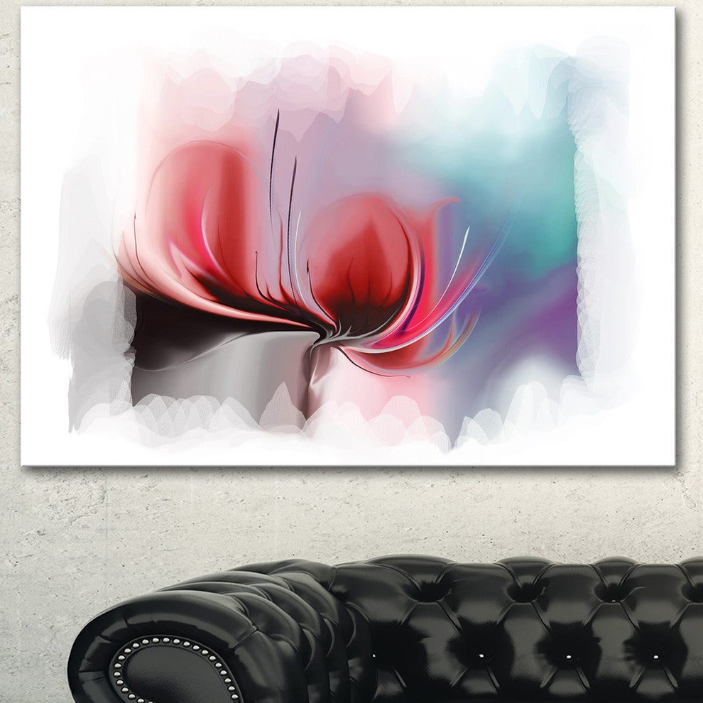 Red Abstract Flower Illustration, Extra Large Floral Wall Art, 40"x30"