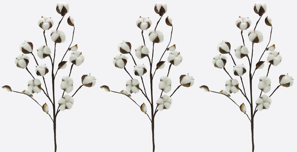 28"H Faux Cotton Spray, Set of 3