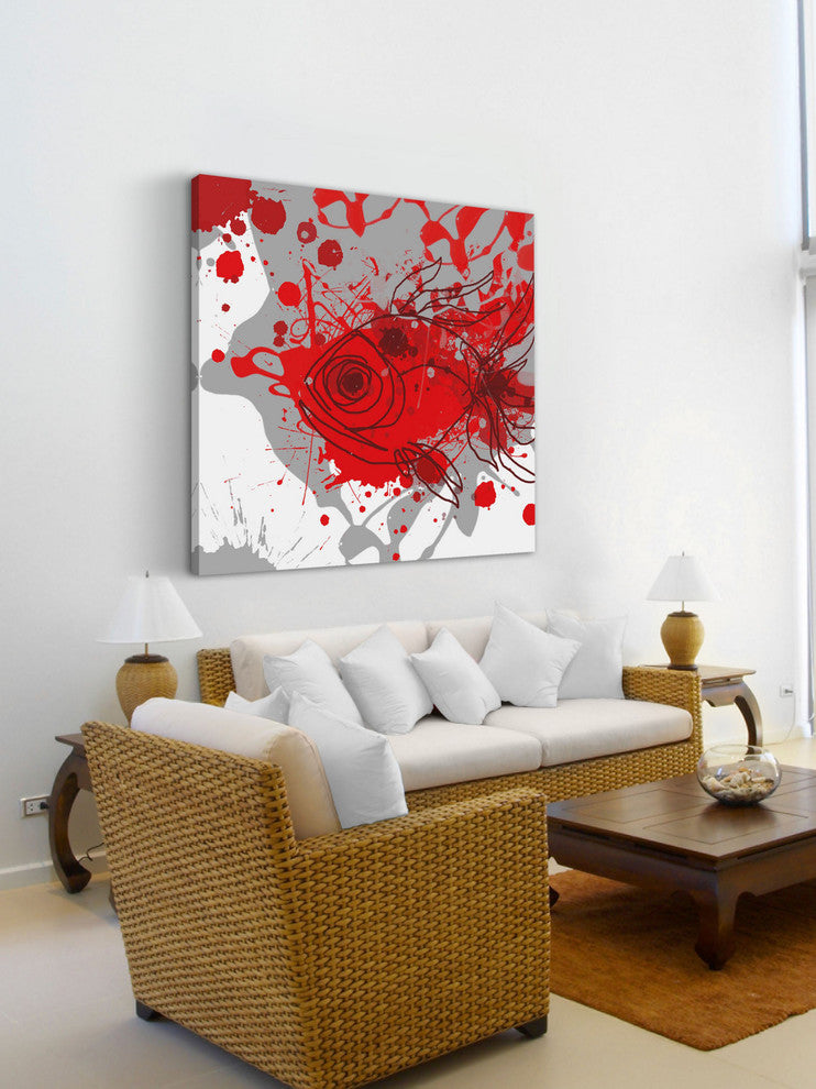 "Grey Red Fish" Painting Print on Canvas by Irena Orlov