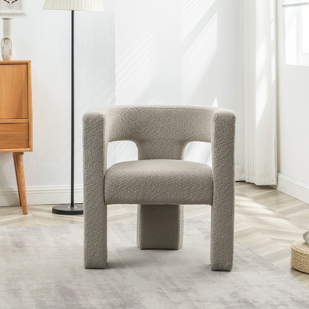 28" Wide Boucle Upholstered Square Armchair, Oatmeal