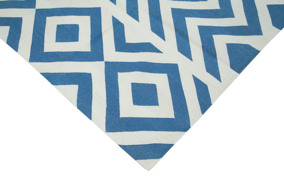 Rug N Carpet - Handmade Wool 7' 11'' x 9' 9'' Modern Design Dhurrie Kilim Rug