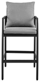 Cayman Outdoor Stool, Aluminum With Gray Cushions, Counter Height